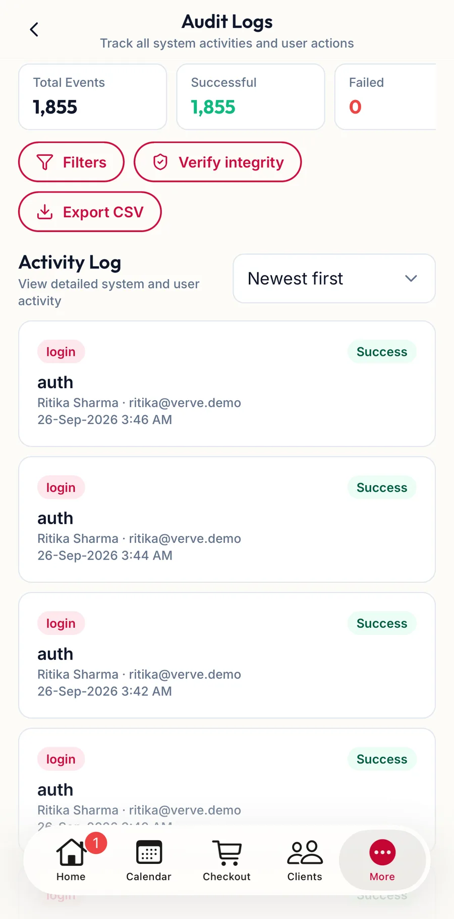 Audit logs in the app