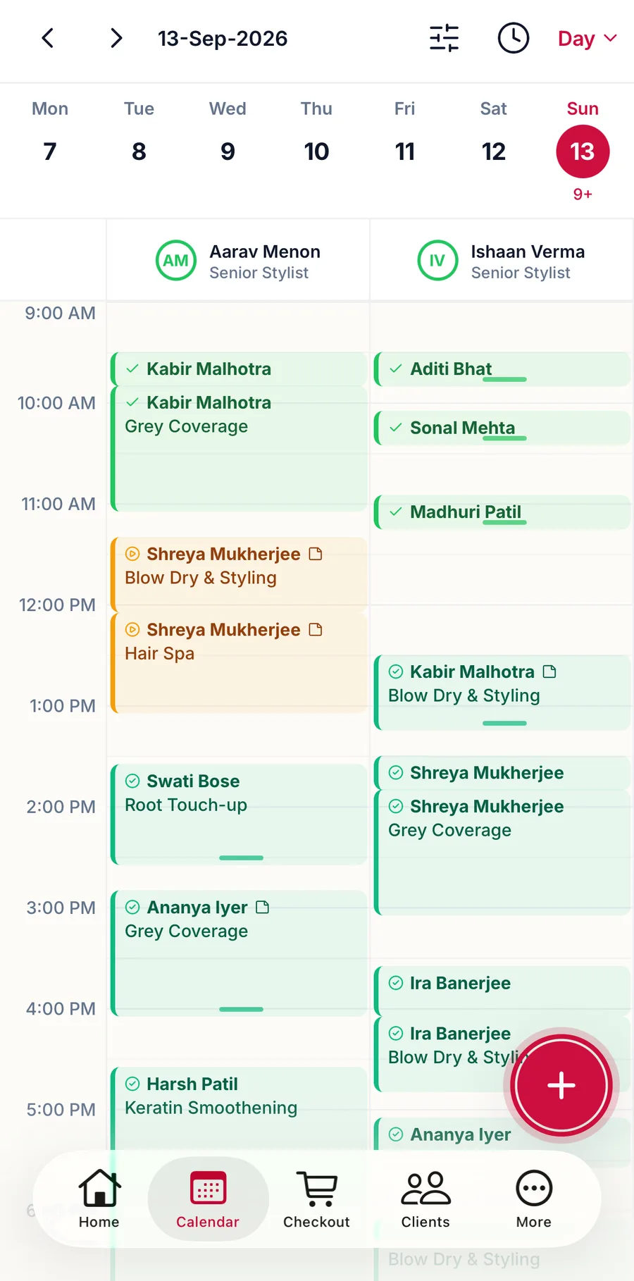 The calendar tab with the add button highlighted