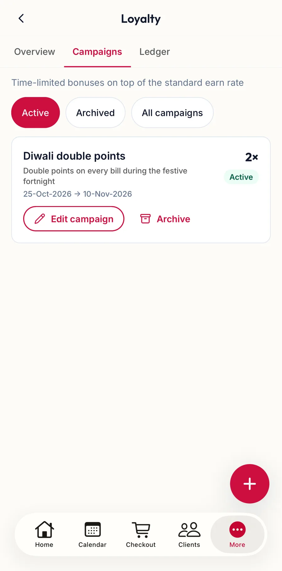 The Campaigns tab in the app