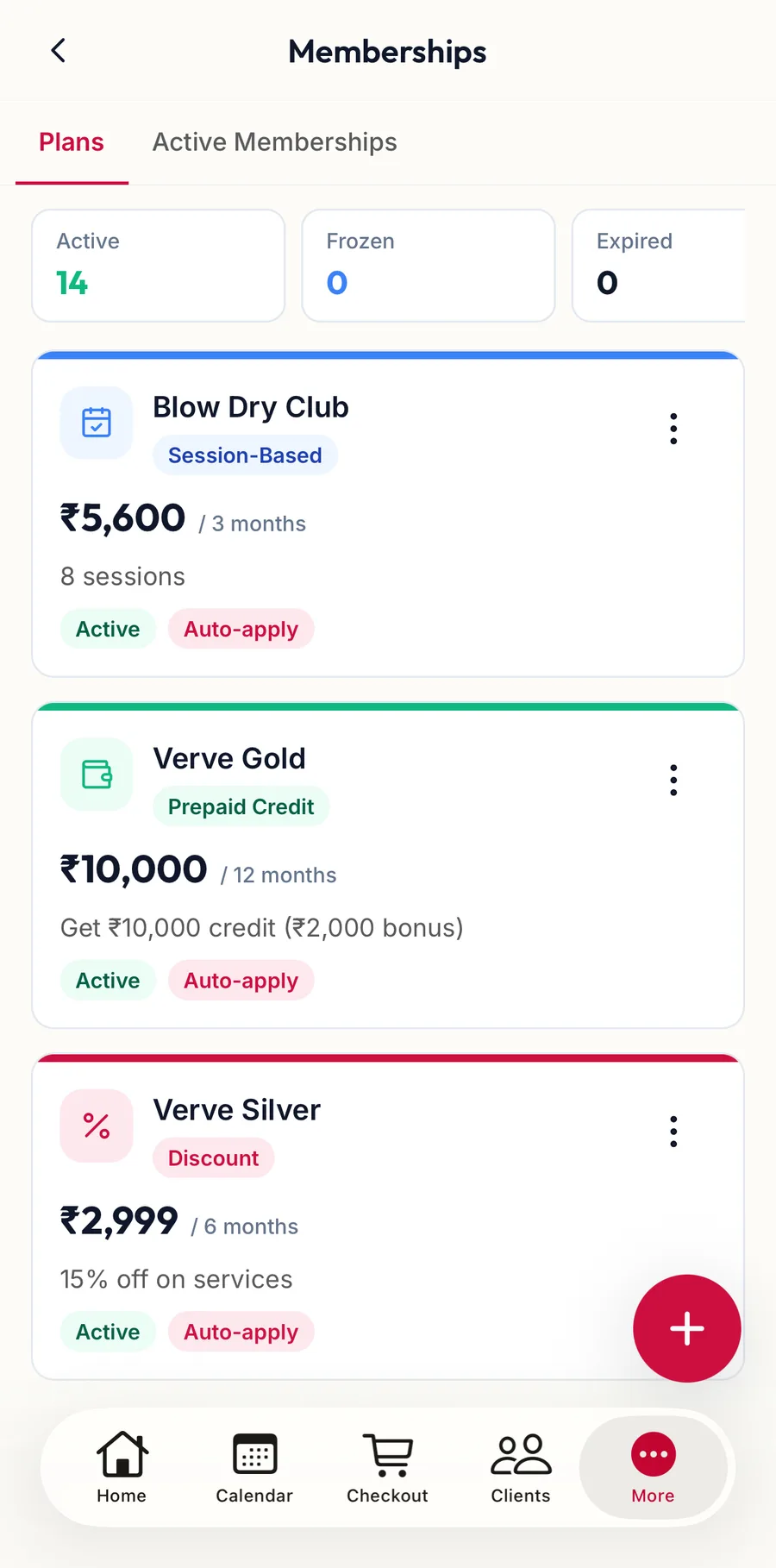 The Plans tab in the app