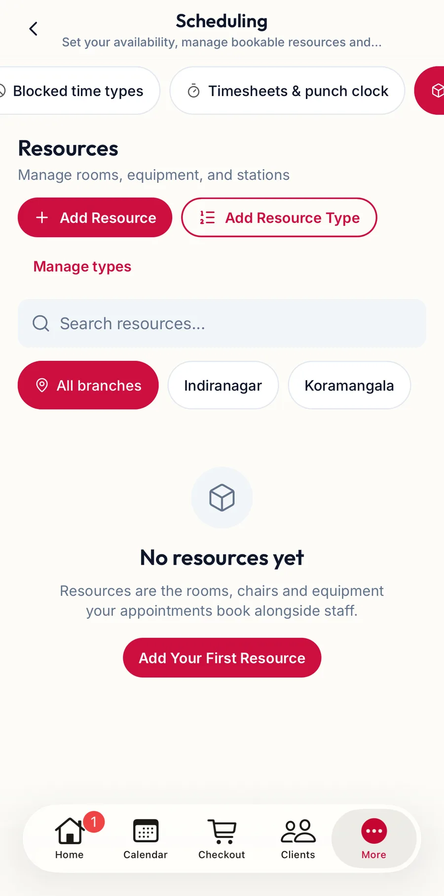 The resources section in the app