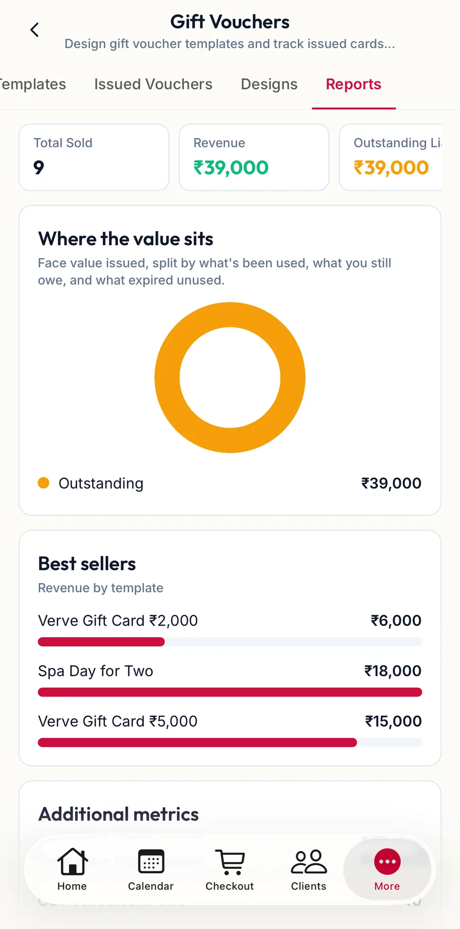The voucher reports in the app