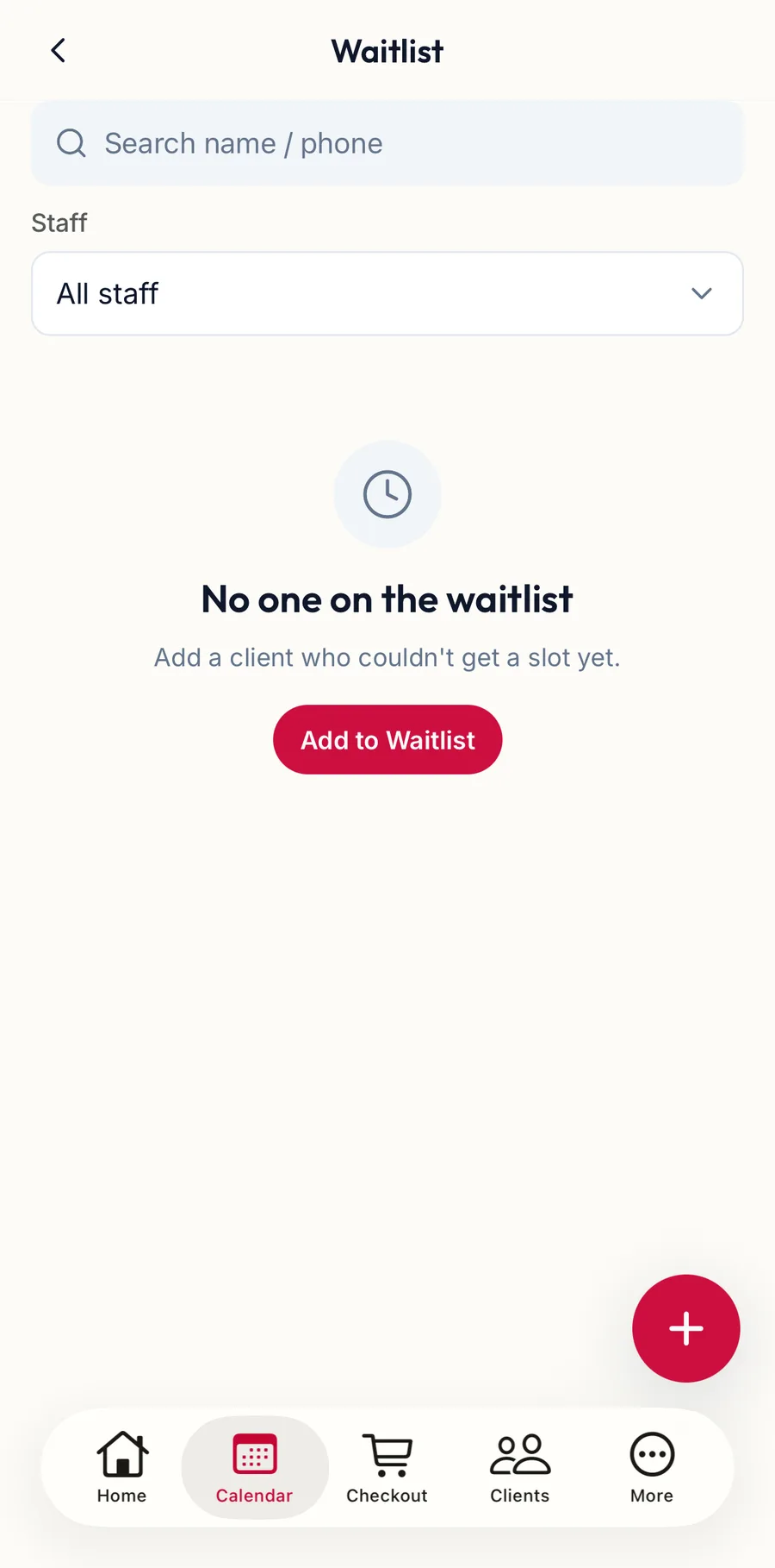 The waitlist in the app