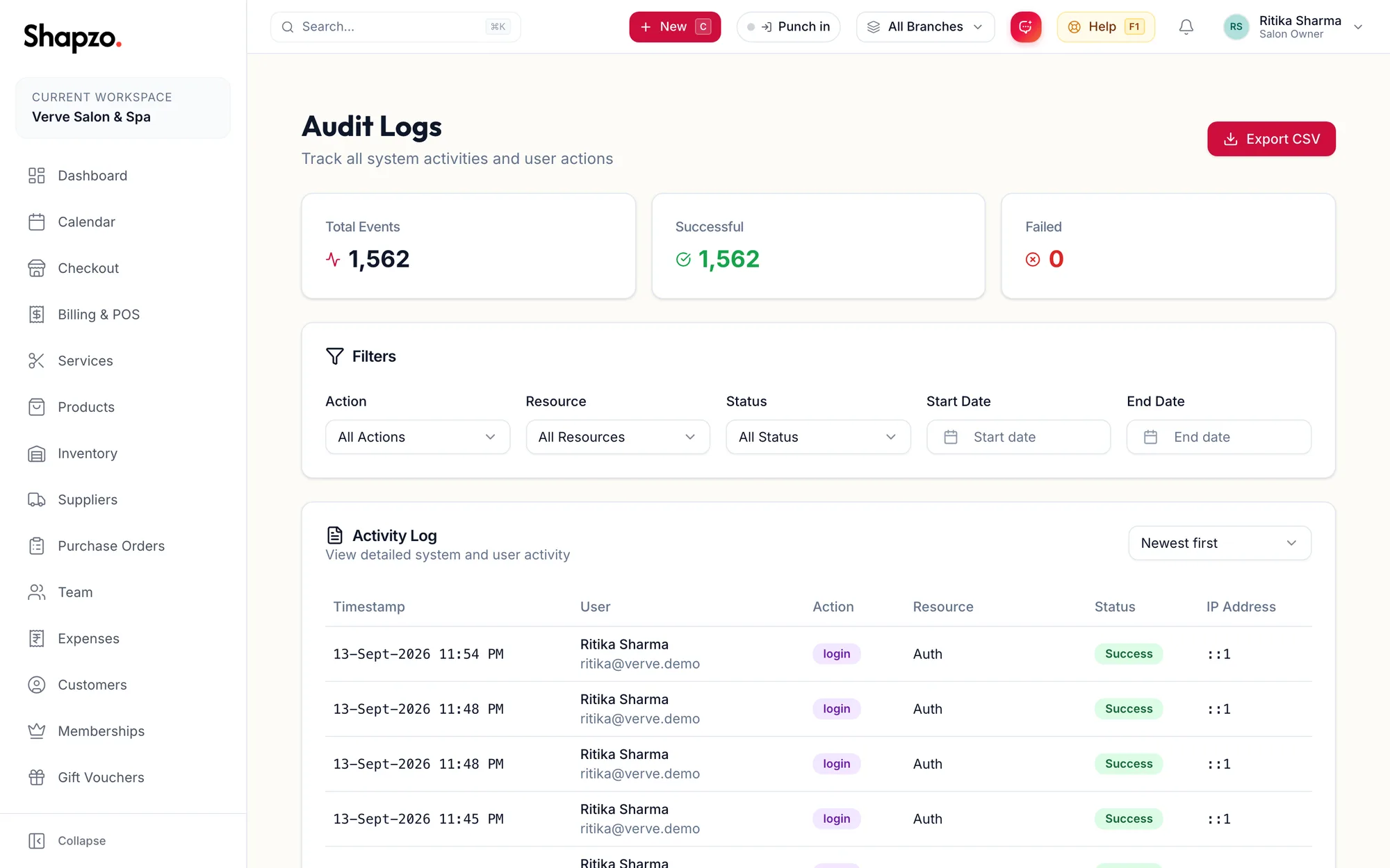 The Audit Logs page