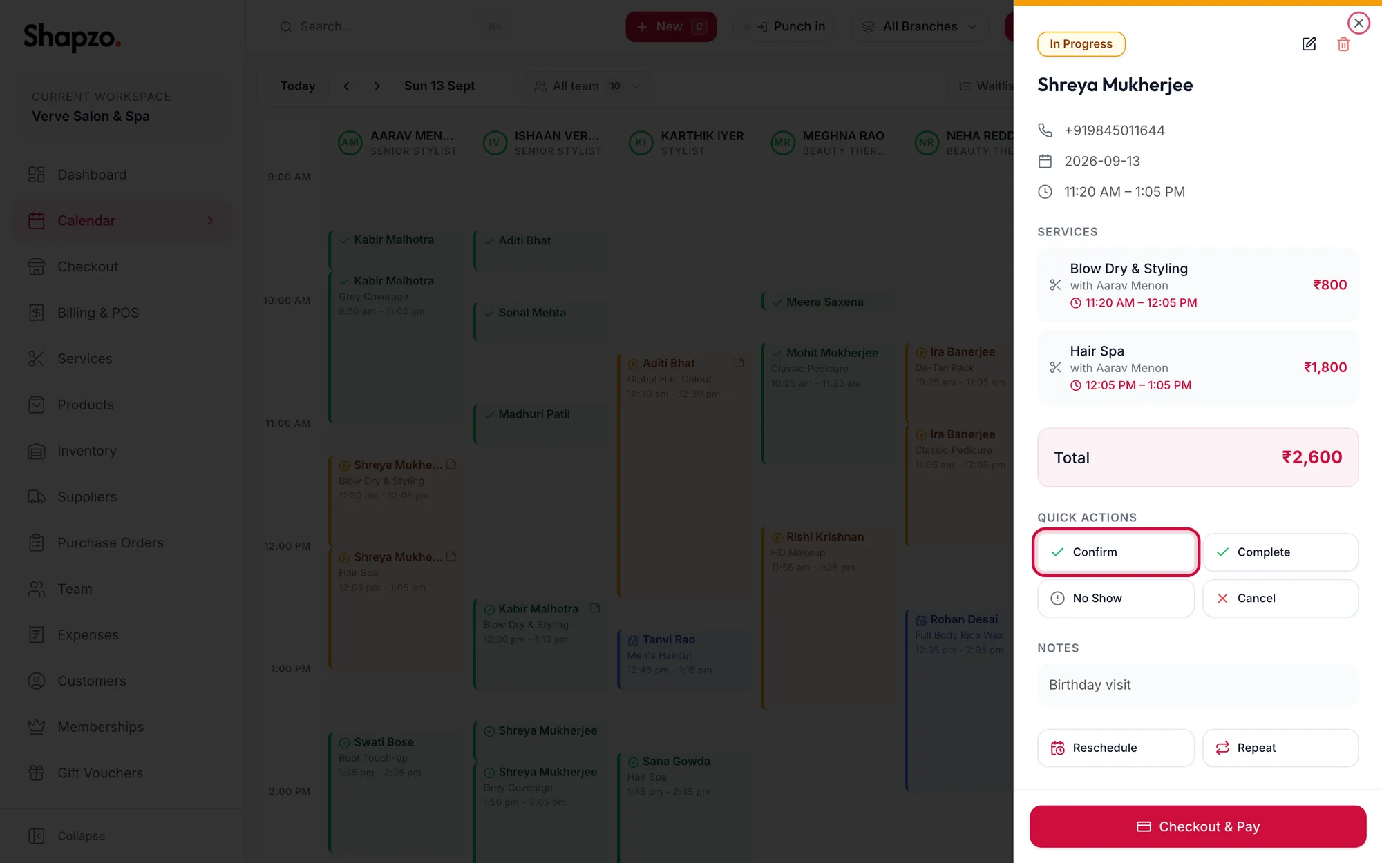 The Quick Actions in the side panel
