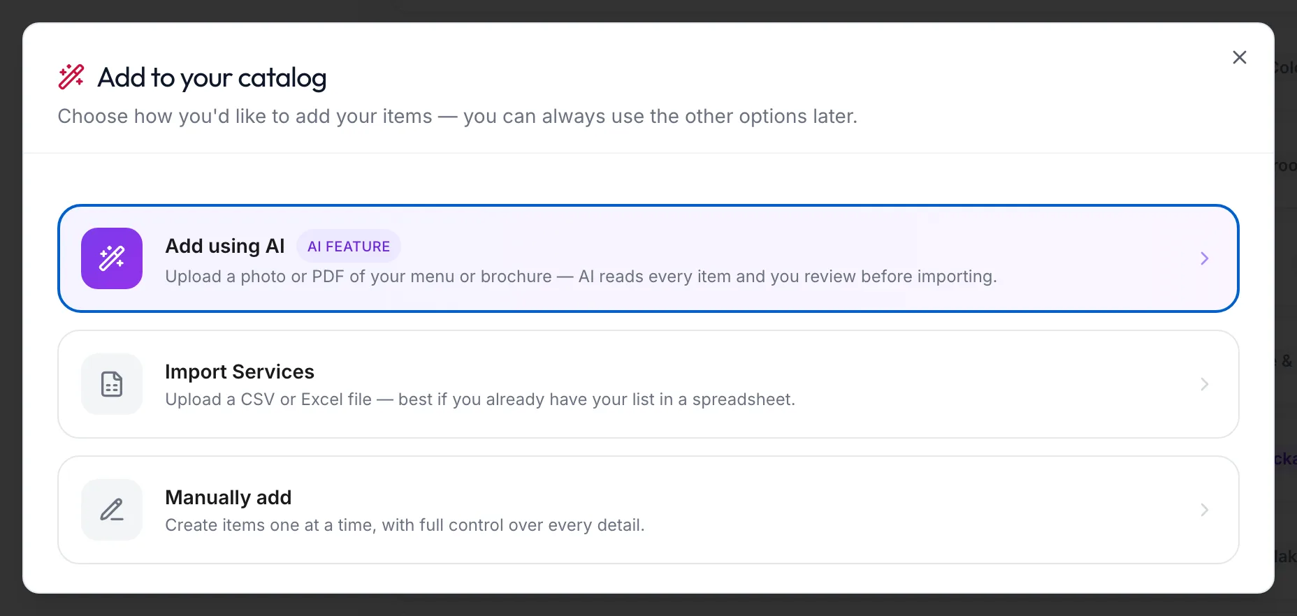 The importer's upload step