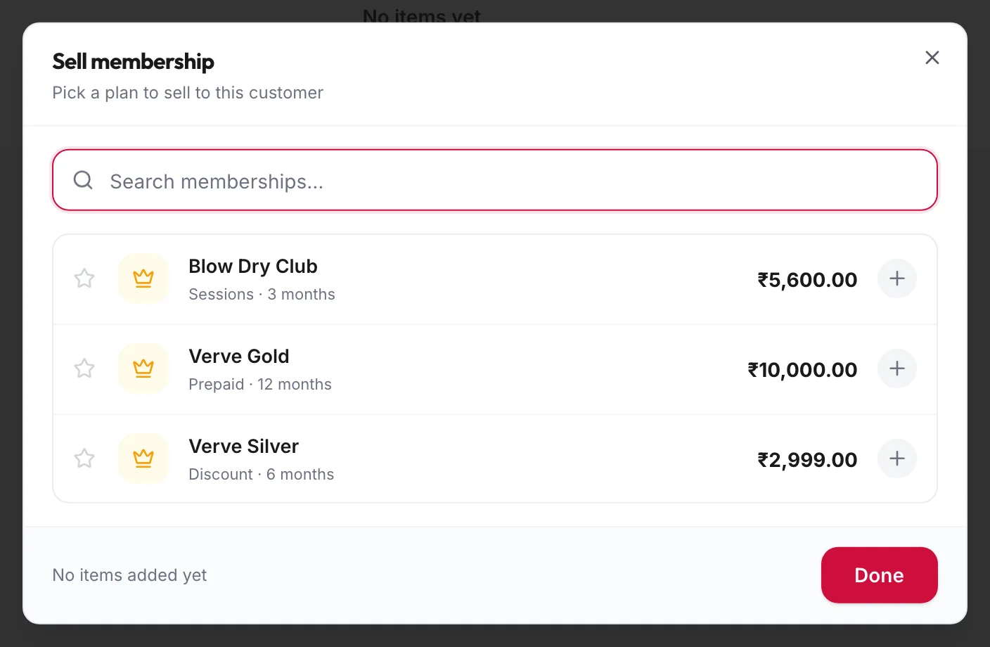 The Sell membership picker