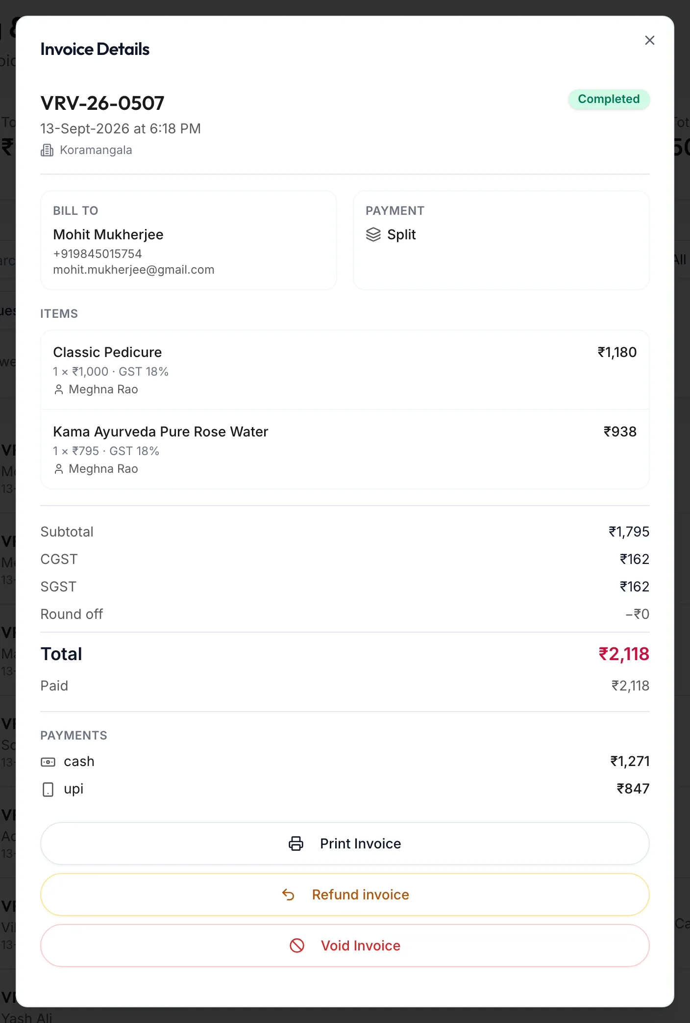 The Invoice Details dialog