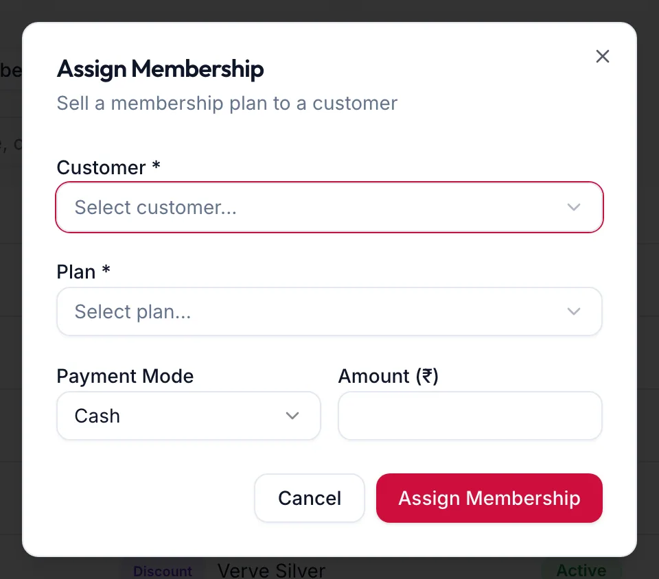The Assign Membership dialog
