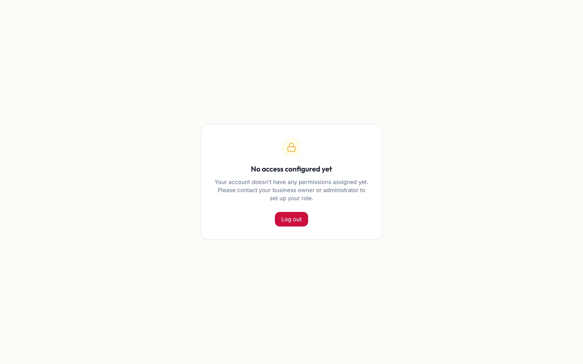 The No access configured yet screen